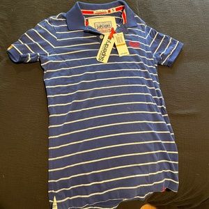 Superdry blue striped polo shirt, size small